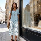 🎁2026 New Arrivals 49% OFF💥Women's 2-Piece Set – Layered Asymmetrical Tunic Top & Printed Wide Leg Pants, Breathable Polyester✨