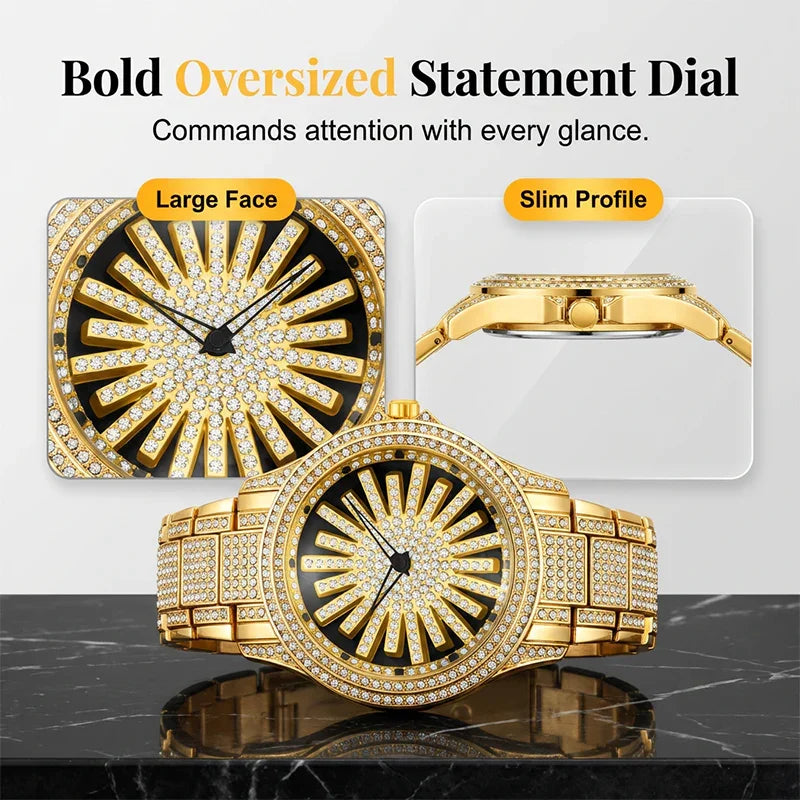 ⌚ LIMITED TIME: 50% OFF! 🔥 Men's Iced-Out Watch with Rotating Dial – Sparkling Crystals, Precise Quartz & Butterfly Clasp ✨