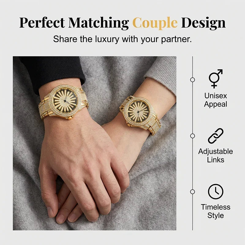 ⌚ LIMITED TIME: 50% OFF! 🔥 Men's Iced-Out Watch with Rotating Dial – Sparkling Crystals, Precise Quartz & Butterfly Clasp ✨
