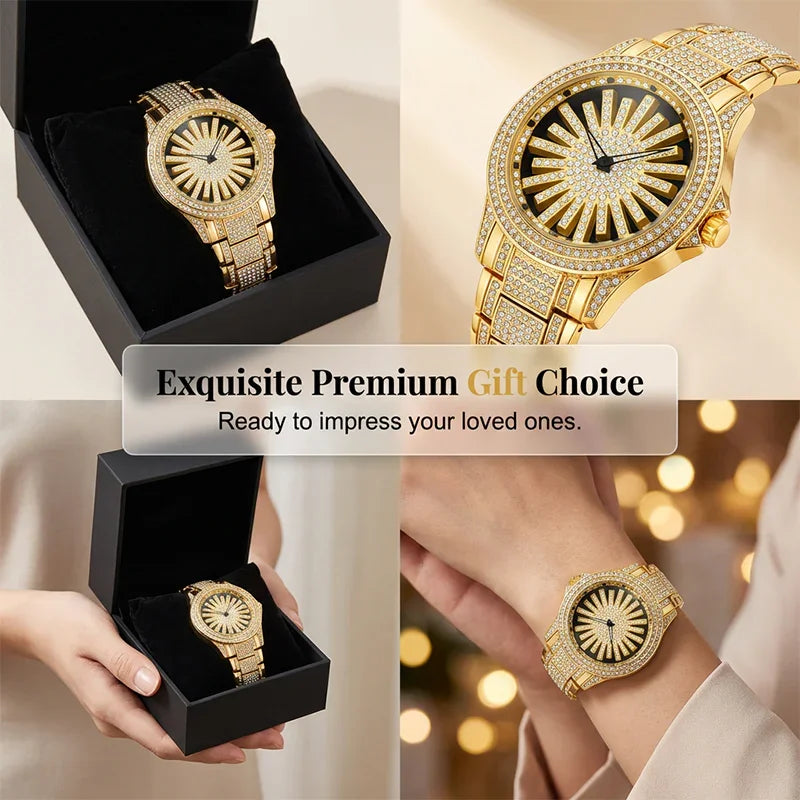 ⌚ LIMITED TIME: 50% OFF! 🔥 Men's Iced-Out Watch with Rotating Dial – Sparkling Crystals, Precise Quartz & Butterfly Clasp ✨