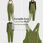 👖 LIMITED TIME 50% OFF! 🌿 Women's Casual Loose Fit Overalls – Button Front, Deep Pockets, Relaxed Style 🍃