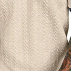 👕 50% OFF NOW! ✨ Men's Casual Textured Top – Contrast Collar & Knit Fabric – Versatile & Easy Care 🎩
