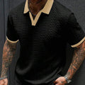 👕 50% OFF NOW! ✨ Men's Casual Textured Top – Contrast Collar & Knit Fabric – Versatile & Easy Care 🎩