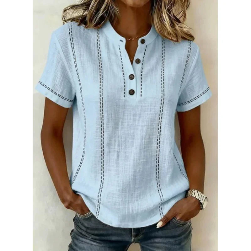 👚 50% OFF NOW! 🌿 Women's Casual Short Sleeve Top – Breathable, Relaxed Fit & Unique Stitch Detail ✨