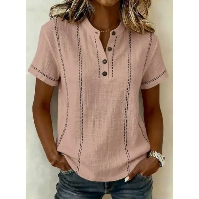 👚 50% OFF NOW! 🌿 Women's Casual Short Sleeve Top – Breathable, Relaxed Fit & Unique Stitch Detail ✨