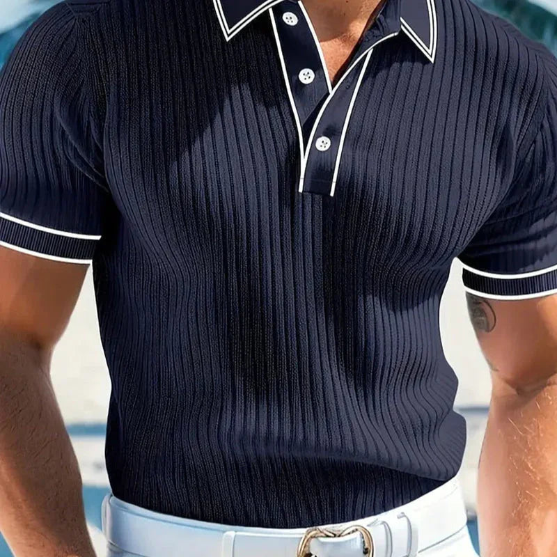 👔 LIMITED-TIME 50% OFF! ⛳ Summer Casual Short Sleeve Polo Shirt – Premium Knit, Contrast Tipping, Breathable 🌴