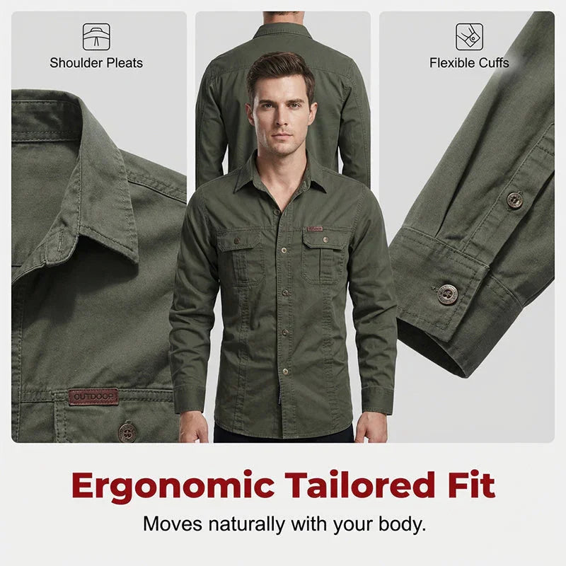 ⏰🔥LIMITED TIME 50% OFF! 👔 Men’s Long Sleeve Cotton Workwear Shirt – Durable, Comfortable & Perfect for Everyday Work ✨💪