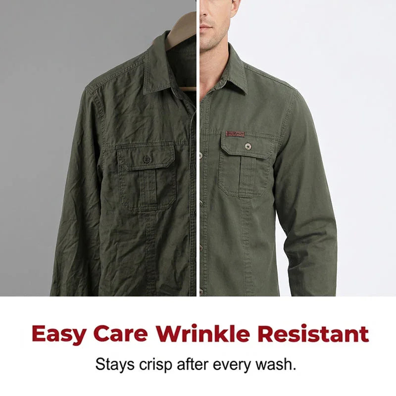 ⏰🔥LIMITED TIME 50% OFF! 👔 Men’s Long Sleeve Cotton Workwear Shirt – Durable, Comfortable & Perfect for Everyday Work ✨💪