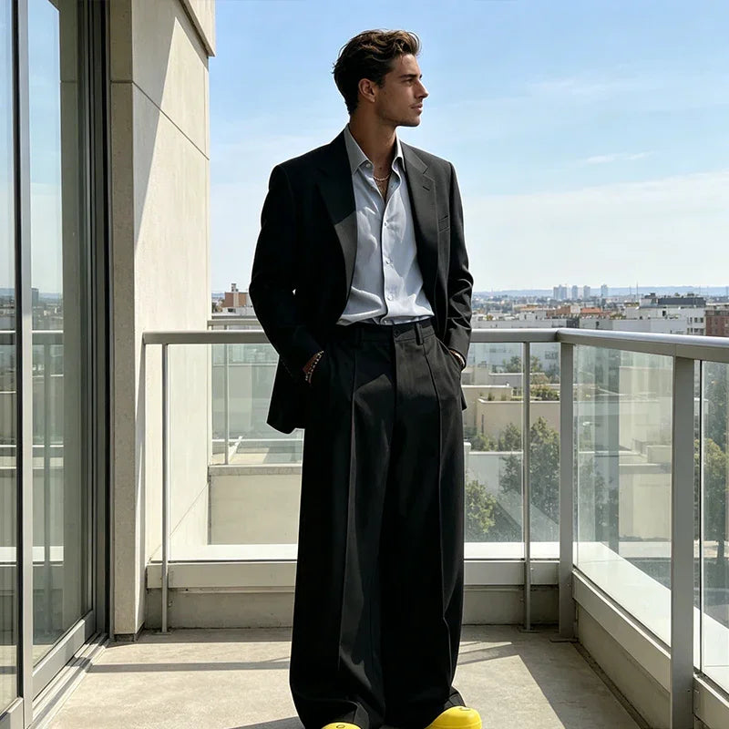 👖 50% OFF NOW! 🎩 Men's Minimalist Wide-Leg Pants – Structured Seams & Premium Fabric – Bold Silhouette & Versatile Style 🚶‍♂️
