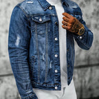 ⏰🔥LIMITED TIME 50% OFF!🔥50K+ SOLD!Men's Casual Vintage-Wash Distressed Denim Jacket