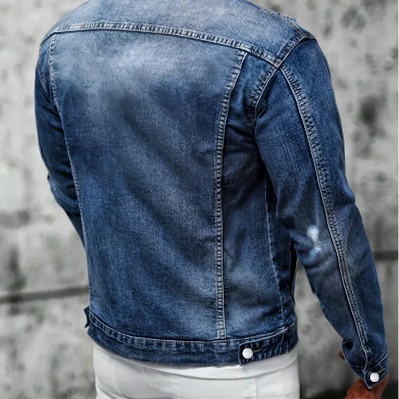 ⏰🔥LIMITED TIME 50% OFF!🔥50K+ SOLD!Men's Casual Vintage-Wash Distressed Denim Jacket