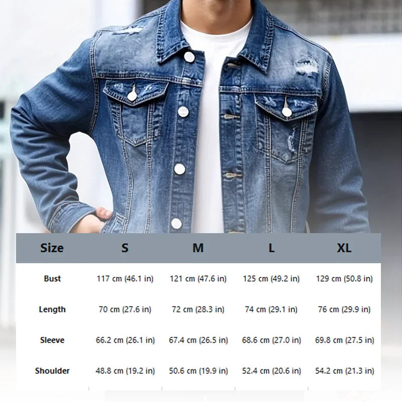 ⏰🔥LIMITED TIME 50% OFF!🔥50K+ SOLD!Men's Casual Vintage-Wash Distressed Denim Jacket