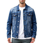 ⏰🔥LIMITED TIME 50% OFF!🔥50K+ SOLD!Men's Casual Vintage-Wash Distressed Denim Jacket