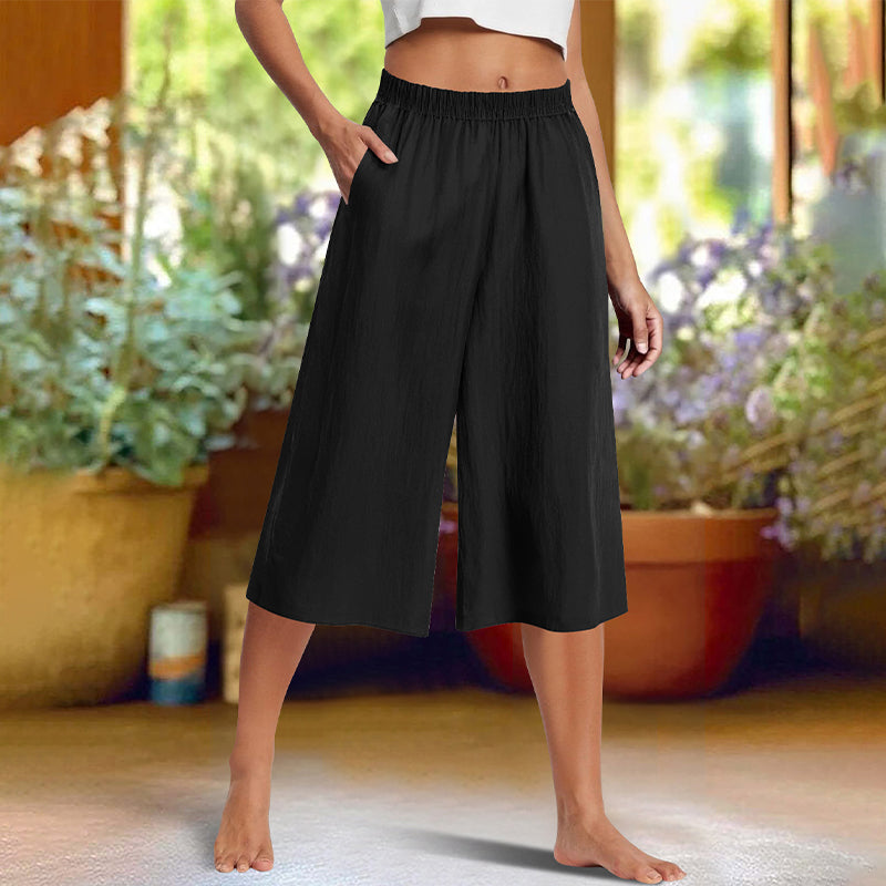 ⏰🔥LIMITED TIME 50% OFF! 👖 Casual Solid-Color Wide-Leg 3/4-Length Pants – Comfortable, Stylish & Effortlessly Chic ✨💃