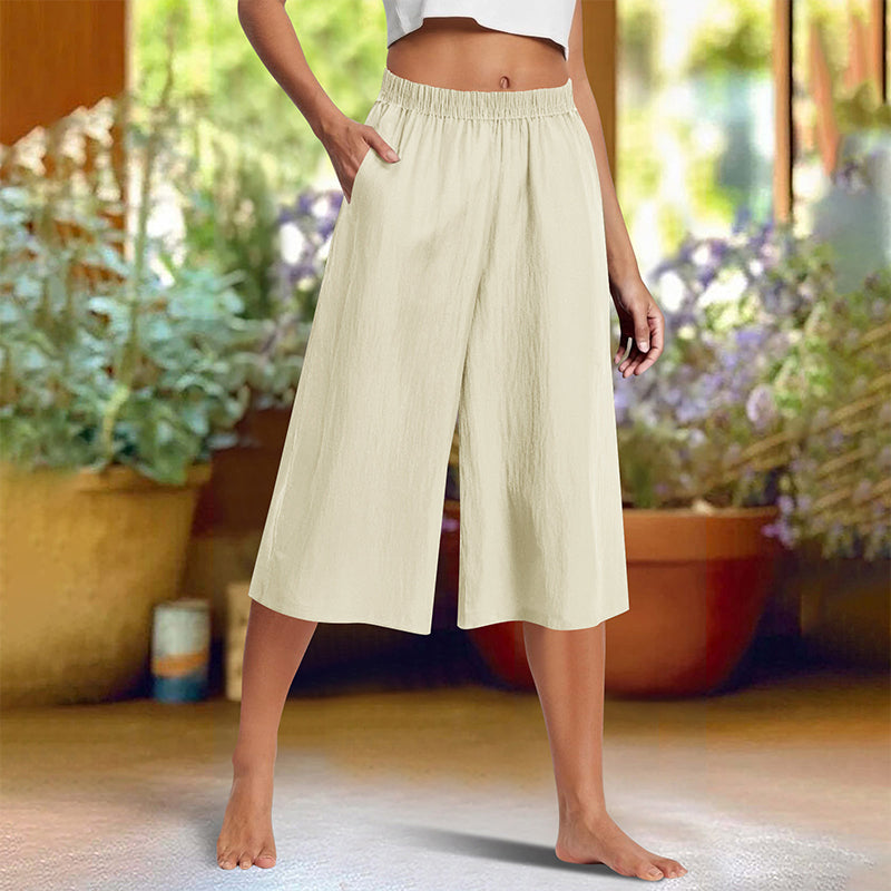 ⏰🔥LIMITED TIME 50% OFF! 👖 Casual Solid-Color Wide-Leg 3/4-Length Pants – Comfortable, Stylish & Effortlessly Chic ✨💃