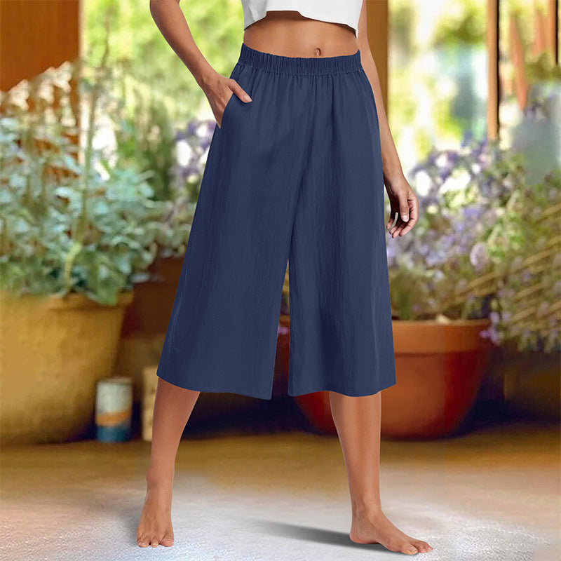 ⏰🔥LIMITED TIME 50% OFF! 👖 Casual Solid-Color Wide-Leg 3/4-Length Pants – Comfortable, Stylish & Effortlessly Chic ✨💃