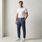 👖 50% OFF NOW! 🌿 Men's Linen Pants – Striped & Cropped – Elastic Waist & Drawstring – Breathable Summer Trousers 🏖️