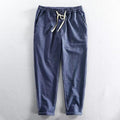 👖 50% OFF NOW! 🌿 Men's Linen Pants – Striped & Cropped – Elastic Waist & Drawstring – Breathable Summer Trousers 🏖️