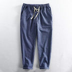 👖 50% OFF NOW! 🌿 Men's Linen Pants – Striped & Cropped – Elastic Waist & Drawstring – Breathable Summer Trousers 🏖️