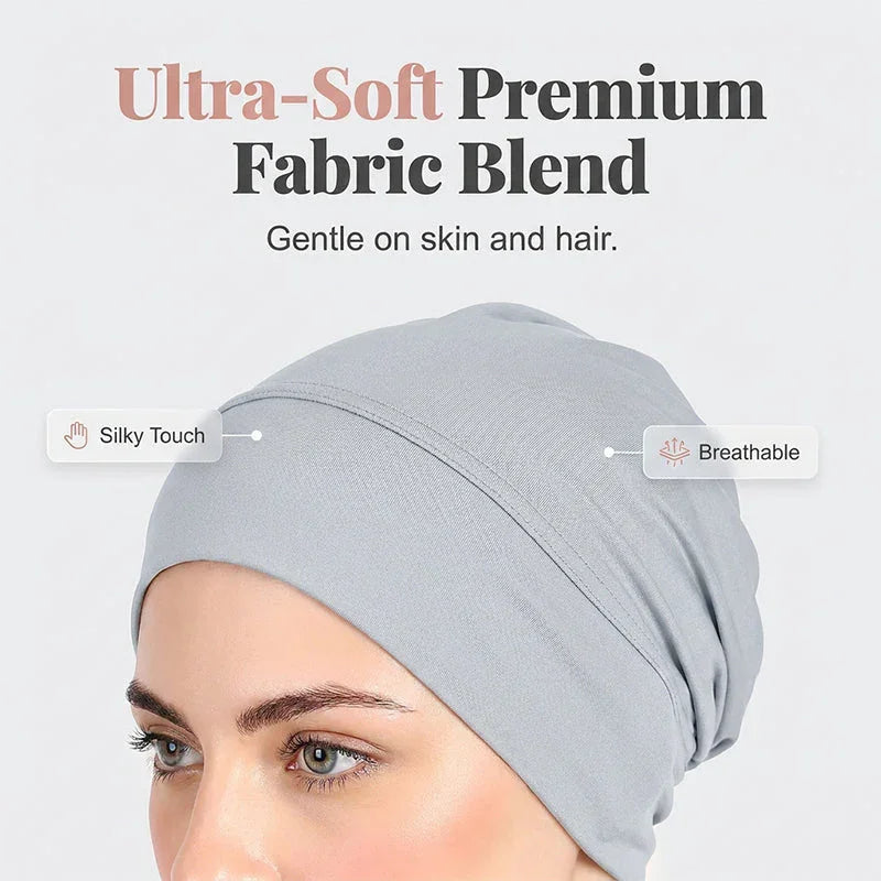 👒 Buy 1 Get 1 FREE!🌸 Soft Stretch Turban Cap – Milk Silk Fabric & Anti-Slip Fit – Hair Volume Concealer – Multi-Use Under Scarf 🧣
