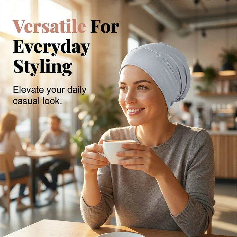 👒 Buy 1 Get 1 FREE!🌸 Soft Stretch Turban Cap – Milk Silk Fabric & Anti-Slip Fit – Hair Volume Concealer – Multi-Use Under Scarf 🧣