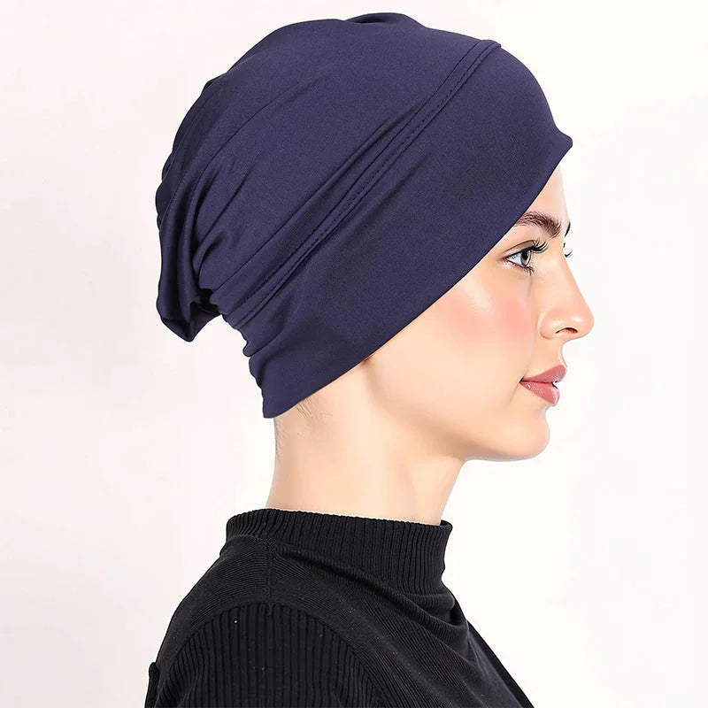 👒 Buy 1 Get 1 FREE!🌸 Soft Stretch Turban Cap – Milk Silk Fabric & Anti-Slip Fit – Hair Volume Concealer – Multi-Use Under Scarf 🧣
