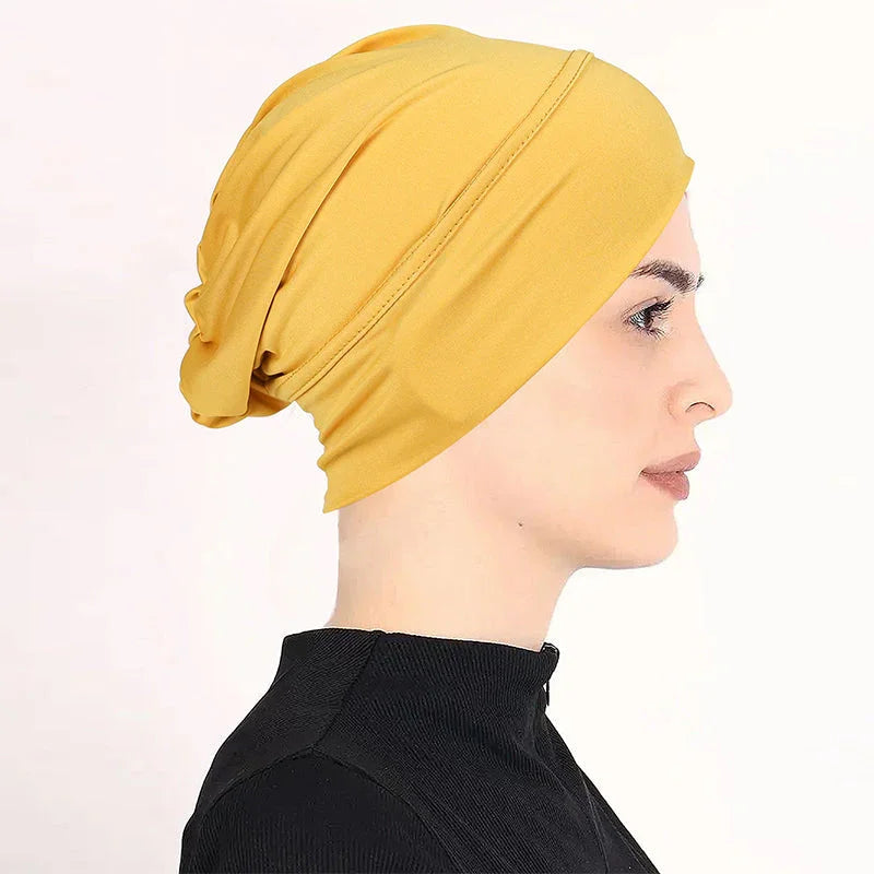 👒 Buy 1 Get 1 FREE!🌸 Soft Stretch Turban Cap – Milk Silk Fabric & Anti-Slip Fit – Hair Volume Concealer – Multi-Use Under Scarf 🧣