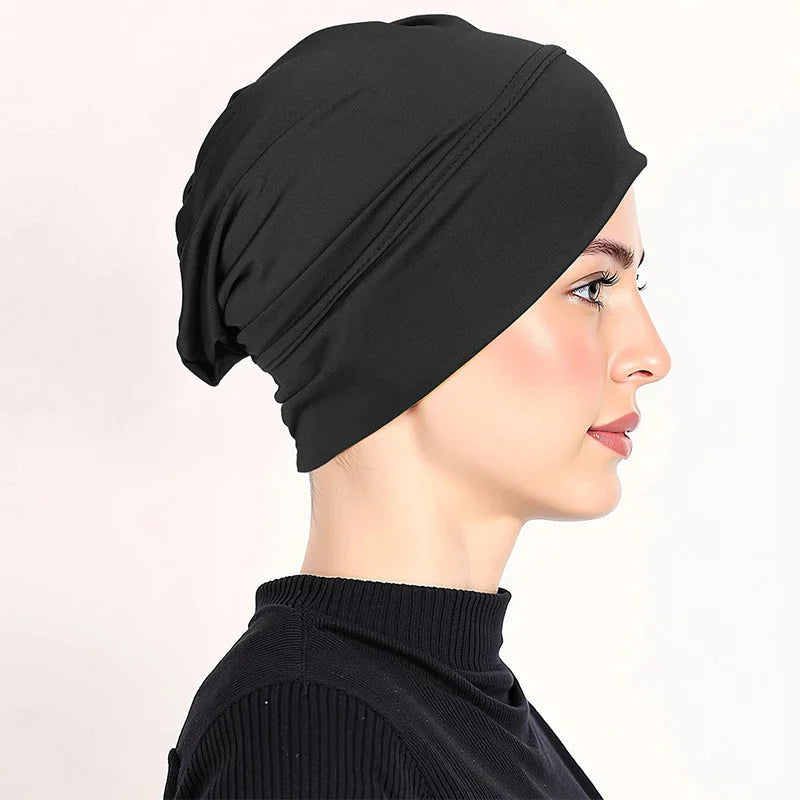 👒 Buy 1 Get 1 FREE!🌸 Soft Stretch Turban Cap – Milk Silk Fabric & Anti-Slip Fit – Hair Volume Concealer – Multi-Use Under Scarf 🧣