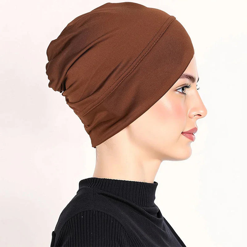 👒 Buy 1 Get 1 FREE!🌸 Soft Stretch Turban Cap – Milk Silk Fabric & Anti-Slip Fit – Hair Volume Concealer – Multi-Use Under Scarf 🧣