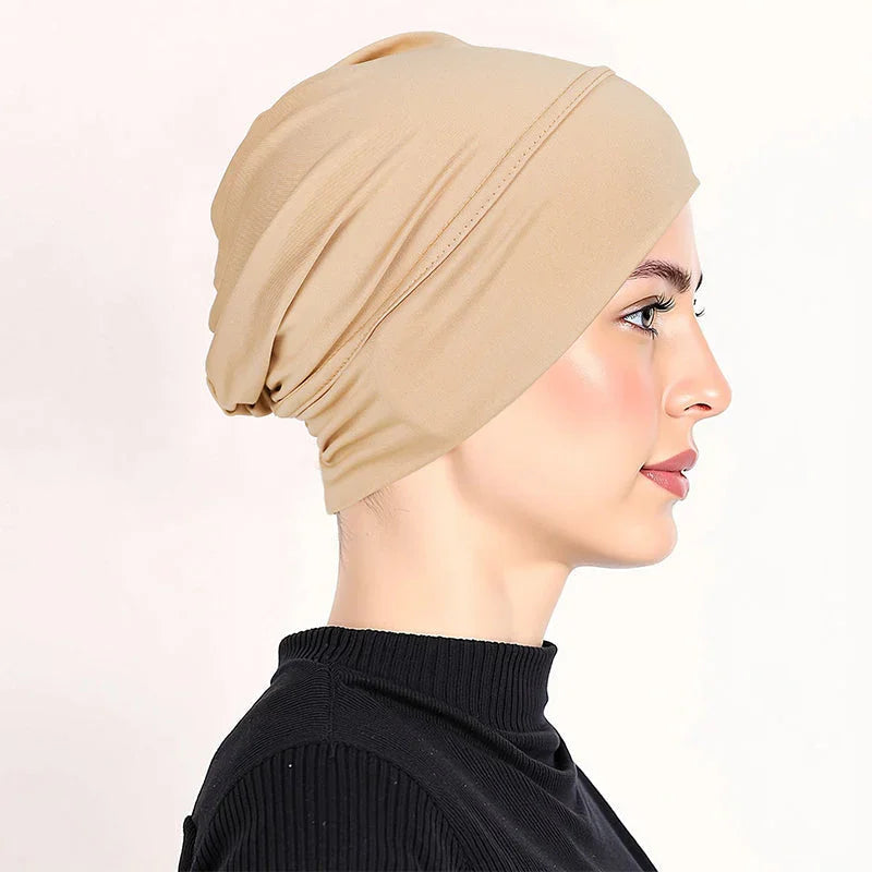 👒 Buy 1 Get 1 FREE!🌸 Soft Stretch Turban Cap – Milk Silk Fabric & Anti-Slip Fit – Hair Volume Concealer – Multi-Use Under Scarf 🧣
