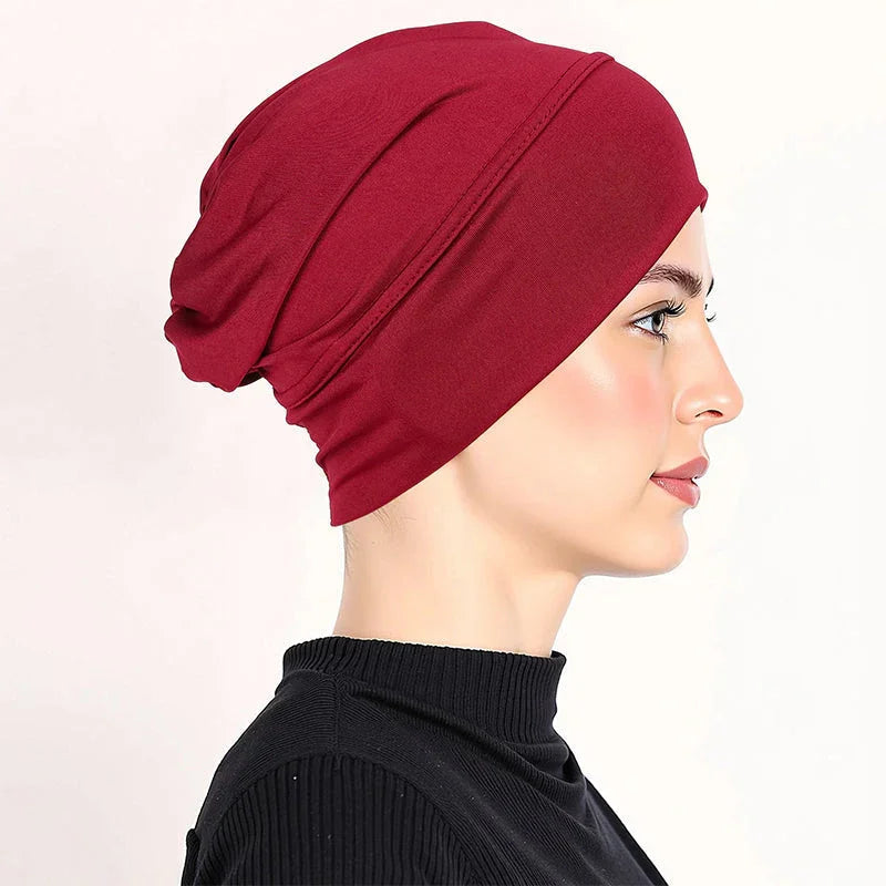 👒 Buy 1 Get 1 FREE!🌸 Soft Stretch Turban Cap – Milk Silk Fabric & Anti-Slip Fit – Hair Volume Concealer – Multi-Use Under Scarf 🧣