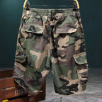 🔥 50% OFF NOW!⚡ Men's Studded Camo Cargo Shorts – Distressed, Multi-Pocket & Elastic Waist – Rugged Streetwear Cargo Shorts 🛹