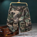 🔥 50% OFF NOW!⚡ Men's Studded Camo Cargo Shorts – Distressed, Multi-Pocket & Elastic Waist – Rugged Streetwear Cargo Shorts 🛹
