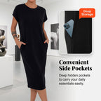 ⏳Limited-time 50% off⏰Women's T-Shirt Dress – Soft, Pockets, Effortless Midi👗