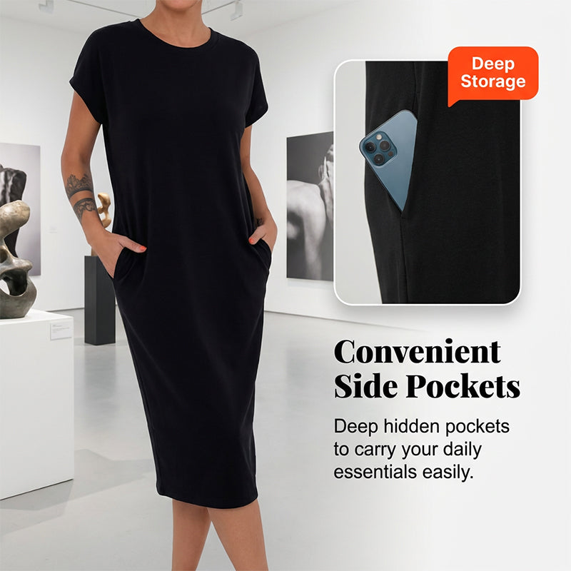 ⏳Limited-time 50% off⏰Women's T-Shirt Dress – Soft, Pockets, Effortless Midi👗