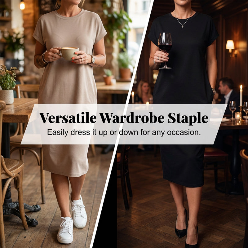 ⏳Limited-time 50% off⏰Women's T-Shirt Dress – Soft, Pockets, Effortless Midi👗