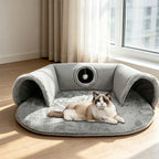 🐱 LIMITED-TIME 50% OFF! ✨ 2-in-1 Cat Tunnel Bed – Plush, Foldable, Collapsible 🎾