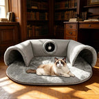 🐱 LIMITED-TIME 50% OFF! ✨ 2-in-1 Cat Tunnel Bed – Plush, Foldable, Collapsible 🎾