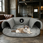 🐱 LIMITED-TIME 50% OFF! ✨ 2-in-1 Cat Tunnel Bed – Plush, Foldable, Collapsible 🎾