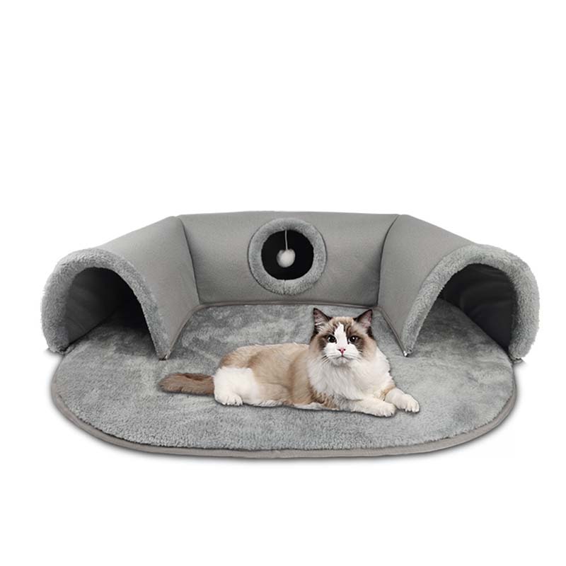 🐱 LIMITED-TIME 50% OFF! ✨ 2-in-1 Cat Tunnel Bed – Plush, Foldable, Collapsible 🎾