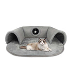 🐱 LIMITED-TIME 50% OFF! ✨ 2-in-1 Cat Tunnel Bed – Plush, Foldable, Collapsible 🎾