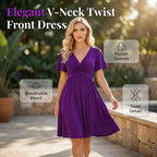 👗 50% OFF NOW! 🌸 Elegant V-Neck Twist Front Dress with Pockets – Flattering ruched waist, breathable & flowy – perfect for work, weddings or date nights – chic and functional 💃