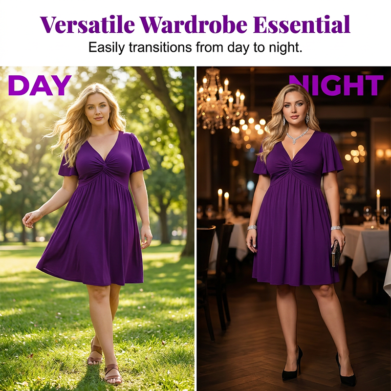 👗 50% OFF NOW! 🌸 Elegant V-Neck Twist Front Dress with Pockets – Flattering ruched waist, breathable & flowy – perfect for work, weddings or date nights – chic and functional 💃