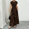 🎁2026 New Arrivals 52% OFF💥Women's Elegant Leopard Print Lapel Dress✨