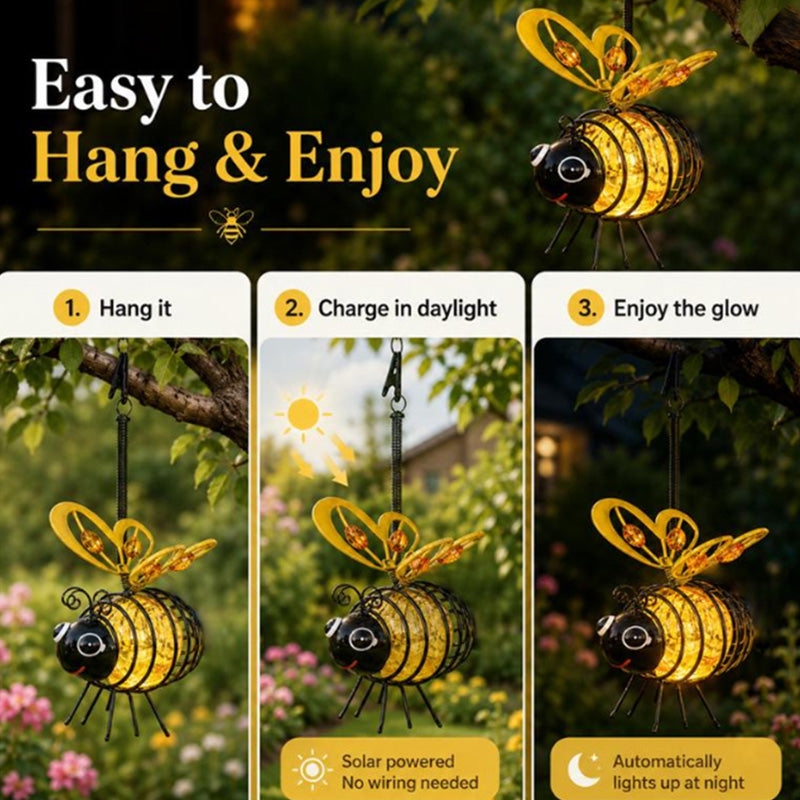 ⏰🔥LIMITED TIME 50% OFF!🔥50K+ SOLD! Solar-powered hanging bee lamp🌞🌜