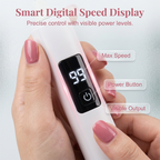💅Professional Electric Nail Polisher – Smooths thick nails, 99-speed display. Multiple heads for shaping & buffing. 💎