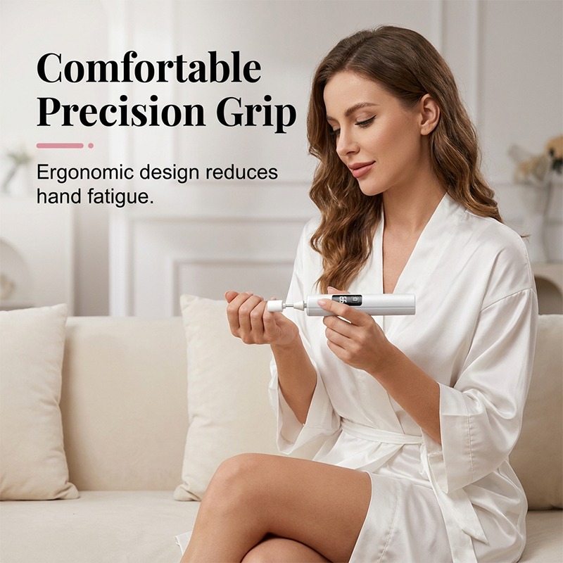 💅Professional Electric Nail Polisher – Smooths thick nails, 99-speed display. Multiple heads for shaping & buffing. 💎