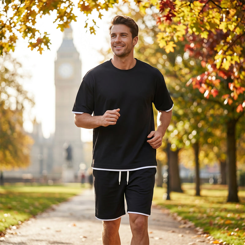 🎉 LIMITED TIME 50% OFF! 👕 Men's Waffle Knit T-Shirt & Shorts Set – Cooling Sensation Fabric & Relaxed Fit Design 💙