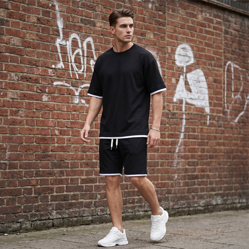 🎉 LIMITED TIME 50% OFF! 👕 Men's Waffle Knit T-Shirt & Shorts Set – Cooling Sensation Fabric & Relaxed Fit Design 💙