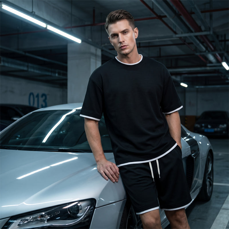 🎉 LIMITED TIME 50% OFF! 👕 Men's Waffle Knit T-Shirt & Shorts Set – Cooling Sensation Fabric & Relaxed Fit Design 💙